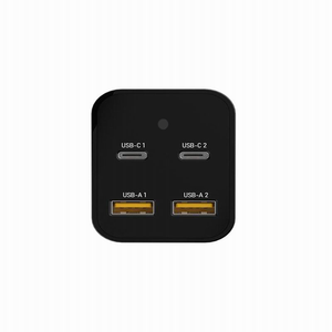 อะแดปเตอร์ชาร์จเร็วแบบติดผนัง 2 พอร์ต USB-C PD100W และ 2 พอร์ต USB-A 22.5W PD3.0 พร้อมวัสดุป้องกันไฟไหม้ สำหรับแล็ปท็อป สมาร์ทวอทช์ และ GaN 4-in-1 - Product Image 2