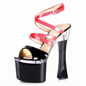 Bottines à talons hauts pour femmes, talons fins de 18 cm, robe complète, fétiche, été, à enfiler, talons pointus, grandes sandales pour femmes, danseuses de pole, strip-teaseuses - Product Image 1