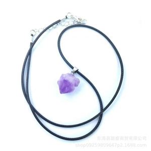 Amethyst <b>Raw</b> Stone Pendant Natural <b>Crystal</b> Necklace Unisex Gift Jewelry - Product Image 5