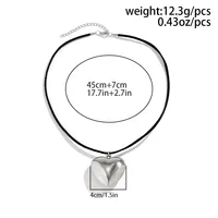 SHIXIN exagéré grand amour coeur pendentif collier ras du cou femmes Goth noir réglable corde chaîne bijoux accessoires Punk hommes