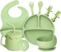 Fabrication en usine, prix compétitif, ensemble de vaisselle pour bébé en silicone de qualité alimentaire résistant à la chaleur, sans BPA, accessoires de sevrage
