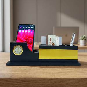 Modern Desk Organizer With Clock <b>Phone</b> Stand Pen Holder Card Slot Multifunction <b>Office</b> Gift - Product Image 3