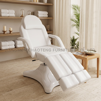 Fauteuil de Salon de Beauté et Spa Moderne, Lit de Cils Hydraulique Rotatif, Table de Massage Multifonctionnelle Pliable à Jambes Dédoublées en PU