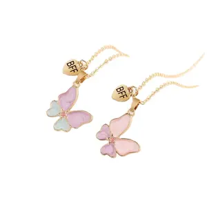 Alloy Drop Oil Children's Jewelry set Cartoon Butterfly Pendant Necklace Jewelry Wholesale