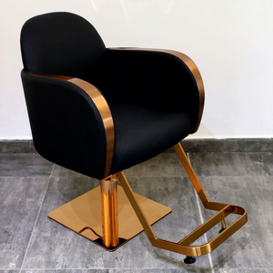 Silla de Peluquería Hidráulica Reclinable, Dorada y Gris, para Salón de Belleza y Barbería - Product Image 2
