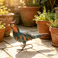 Sculpture de faisan en métal accrocheuse, statue de jardin, art métallique d'extérieur pour la décoration de patio et de pelouse