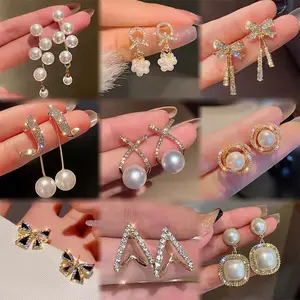1 orecchini di fiori geometrici di perle di moda s925 orecchini in argento con frutta cava da donna orecchini semplici con set di gioielli 2022
