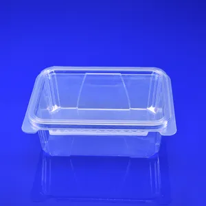 Factory Clear Disposable Plastic Pet Hinged Container Tamper Evident Food Container