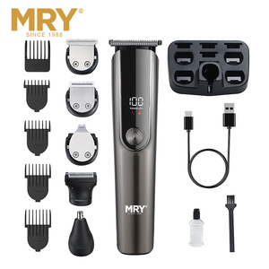 MRY Juego <span class=keywords><strong>de</strong></span> Cortapelos Inalámbrico 5 en 1, Recortadora <span class=keywords><strong>de</strong></span> <span class=keywords><strong>Barba</strong></span> Profesional con Pantalla LCD, <span class=keywords><strong>Kit</strong></span> <span class=keywords><strong>de</strong></span> <span class=keywords><strong>Corte</strong></span> <span class=keywords><strong>de</strong></span> Pelo Eléctrico Recargable <span class=keywords><strong>para</strong></span> Hombre - Product Image 2