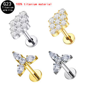 Ruiqian Sieraden Draag Scherpe Nagels op de Feestjes Hoge Kwaliteit F136 Puur Titanium Oorbellen Binnengewinde Zirkoon <span class=keywords><strong>Piercing</strong></span> Sieraden - Product Image 1