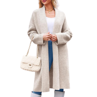 cardigan long en tricot pour femme, manteau ouvert sur le devant, pull d'hiver, veste décontractée, vêtement d'extérieur chaud