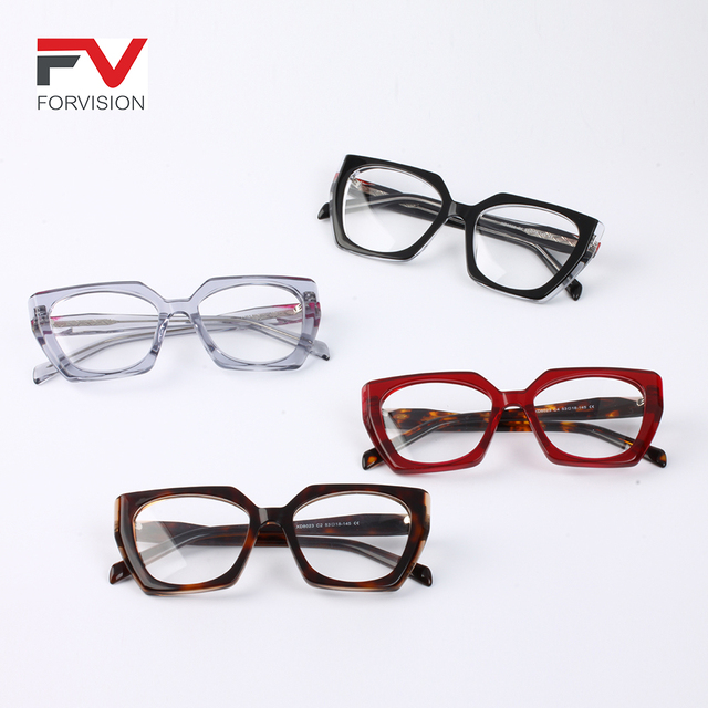 Fashion Thick Frame Square Oversized Eyeglasses Candy Colors Hand Made Acetate Optical Frames for Women