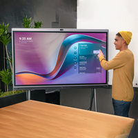 Tableau interactif intelligent LCD 65 75 86 98 pouces, écran tactile 20 points, système d'exploitation Android/Windows, caméra 4K, 4 Go de RAM, 1 To de stockage, multi-usages pour la salle de classe
