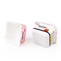 Gobelet carré jetable personnalisé de 45 ml, écologique, pour yaourt, avec couvercle et cuillère, double paroi, logo imprimé pour crème glacée