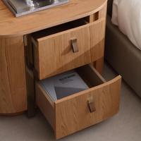 Table de chevet ronde en bois massif avec deux tiroirs, style scandinave moderne, pour chambre à coucher, hôtel