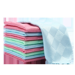 ผ้าเช็ดจานลายตารางแบบหนา ซึมซับดี ไม่เป็นขุย ผ้าเช็ดทำความสะอาดกระจก ใช้ได้ทั้งแบบเปียกและแบบแห้ง ผ้าเช็ดทำความสะอาดในครัว - Product Image 3