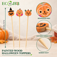 ECO JFB 120mm Tusuk Gigi Bambu Labu Halloween untuk Cupcake, Koktail, Hidangan Pembuka, Grosir Kustom, Pasokan OEM, B2B
