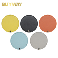 Miroir cosmétique rond portable à la mode pour femmes poche en cuir PU Mini Compact avec fonction rotative pour l'éducation
