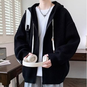 <span class=keywords><strong>Cardigan</strong></span> in Maglia con Cappuccio da Uomo Stile Trendy e Rilassato, Pesante, Ampio, Casual, Versatile, Giacca Maglione con Zip per Autunno e Inverno - Product Image 5