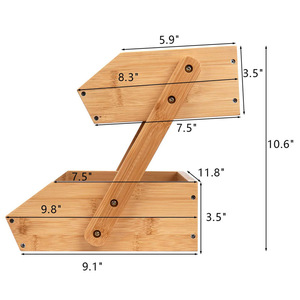 Cesto portafrutta a due livelli <span class=keywords><strong>in</strong></span> bambù, multiuso, per ripiani da cucina, organizer per verdure e pane, disponibile <span class=keywords><strong>in</strong></span> magazzino - Product Image 2