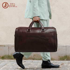 Joyir Men's Genuine Leather Travel <b>Bag</b> 20-35L <b>Large</b> Capacity Retro Minimalist <b>Duffel</b> <b>Bag</b> For Leisure Travel - Product Image 1