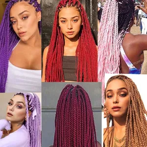 Extensiones de Cabello Sintético para Trenzas Jumbo de 24 Pulgadas, Cabello Afro Ombre para Trenzas de Ganchillo, Venta al por Mayor para Mujeres - Product Image 6