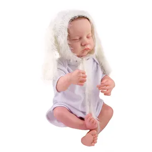 17 inch 3D có thể nhìn thấy tĩnh mạch sống động như thật tái sinh bé búp bê vải cotton cơ thể đáng yêu Toddler tái sinh bebe búp bê với nhịp tim và âm thanh