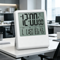 AIKS Crossborder Neue Zeitgenössische ABS Elektrische Wellenuhr Multifunktionale Automatische Synchronisation Funkwecker mit Hintergrundbeleuchtung