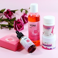 Ensemble de Produits Yoni Merveille pour le Corps Éclaircissant, Nettoyant Probiotique Équilibrant le pH, Savon Lavant Intime, Huile Yoni et Capsules d'Acide Borique