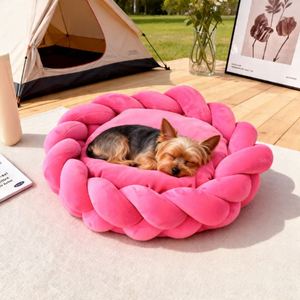 Pet <b>Cushion</b> Luxury Washable Handmade Round Cat Bed XL Sponge PP Cotton Filling Soft Comfortable Anti-Slip Design for <b>Small</b> Pets - Product Image 5