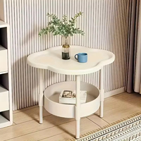 Mesa de Centro Moderna y Sencilla de Plástico Color Crema, Estante de Almacenamiento Móvil, Mueble Auxiliar Creativo para Esquina, Mesa de Noche para Sala de Estar o Dormitorio