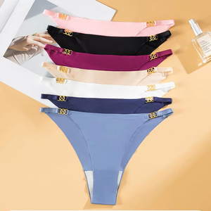 Vendita Calda: <span class=keywords><strong>Perizoma</strong></span> Brasiliano con Decorazione ad Anello Metallico, <span class=keywords><strong>Tanga</strong></span> Senza Cuciture a Vita Bassa per Donna - Product Image 6