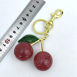 Thời trang dễ thương Phụ Nữ Cô Gái túi hoặc phụ kiện quan Trọng Quà Tặng long lanh nhựa pha lê Bling Keyring <span class=keywords><strong>3D</strong></span> màu hồng vàng Anh đào quyến rũ Keychain - Product Image 4