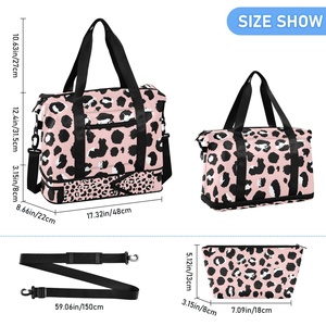 Leopard Print Design Duffel Sport <b>Bag</b> Large Capacity Foldable Travel <b>Bag</b> Zipper Expandable Portable Dry Wet Separation <b>Bag</b> - Product Image 3