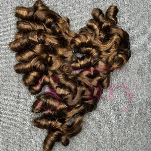 12 а хайлайтер Funmi надувные завитые человеческие волосы для наращивания супер двойной тянущийся необработанный натуральный вьетнамский Пучок Волос Поставщик