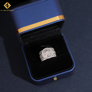 New Design Wedding Fashion GRA S925 Round Shape Moissanite Rhodium Plated Pave Setting Luxury Hip Hop Jewelry <b>Man</b> Band <b>Ring</b> - Product Image 5