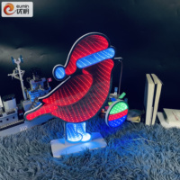 Vente flash : Miroir lumineux décoratif d'intérieur de 15 pouces, effet infini, 5V, 3 piles AAA, boîte à piles, oiseau Robin européen, pour la maison, le bureau, le taxi, Noël