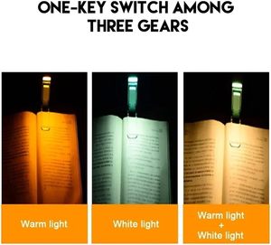 Lampe de lecture rechargeable par USB mignonne et miniature, bleue, rose, blanche, noire, 3 couleurs de lumière, 5 niveaux de luminosité, lampes de lecture LED avec pince - Product Image 3