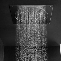 Ensemble de douche de plafond thermostatique de luxe en laiton brossé, avec fonction pluie dissimulée, pour salle de bain, style SPA moderne