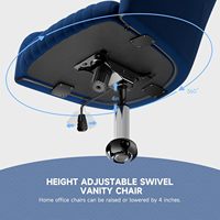 Chaise de bureau à dossier moyen Offre Spéciale au design moderne Chaise de travail pour ordinateur en tissu velours bleu avec roues