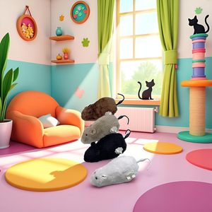Jouets interactifs : Souris en peluche à remonter, jouet pour chat, jouet pour animaux de compagnie, jouet de course pour chats - Product Image 5