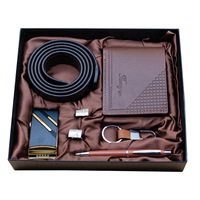 Conjunto de regalo de lujo para hombre, reloj de estilo empresarial, gafas de sol, cinturón de cuero, BILLETERA, bolígrafo, llavero, regalo corporativo para marido, padre