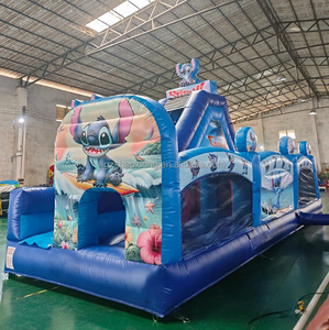 Thương mại Lilo và S titch carton Inflatable các chướng ngại vật nhảy Bouncer trượt Combo bouncy lâu đài nhà sân chơi cho bé - Product Image 3