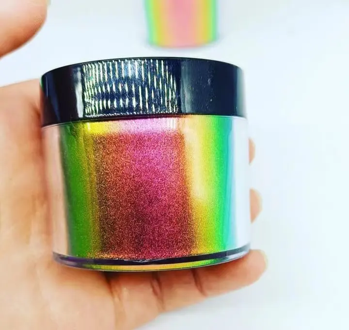 Pó de camaleão cromado para unhas espelhadas esmalte gel Nail Art