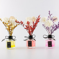 Diffuseur à roseaux longue durée parfumée, sans flamme, en verre, avec fleurs séchées, pour hôtel, chambre et salon