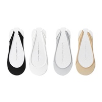 Chaussettes invisibles mi-longues pour femme en polyamide et coton, avec rembourrage en éponge, en soie glacée, à demi-semelle, sans couture et ajourées