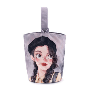 Customized Wholesale Round Bottom Velvet Tote Bags Twill Short Pile Bucket Bag With Printing Shopping Bag For Everyday Use - Product Image 4