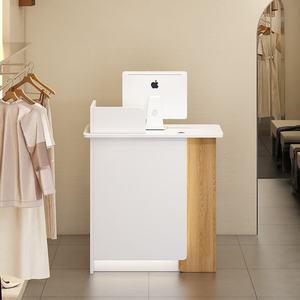 Comptoir de bar moderne et simple, petit comptoir de réception, caisse enregistreuse, comptoir en bois, table de magasin, réception pour le travail de bureau - Product Image 2