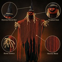 SIPKLR Décoration d'Halloween suspendue de 47 pouces : Citrouille, Épouvantail, Fantôme – Décoration effrayante pour l'extérieur, la cour, la véranda, les fêtes