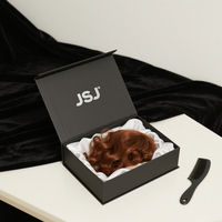 Boîtes en carton faites à la main avec gaufrage, logo personnalisé de luxe, pour perruques en cheveux humains vierges, marque JSJ, oreiller pour perruque cosmétique